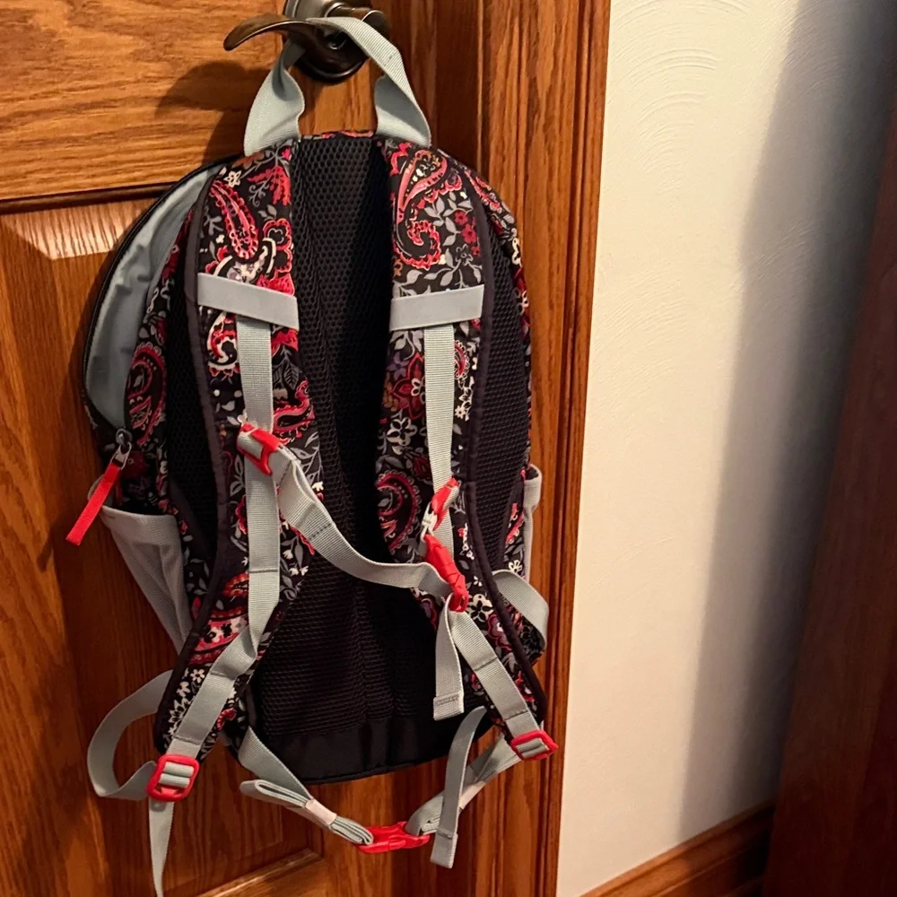 Vera Bradley Coleman Black and Red Paisley Backpack - Picture 3 of 8